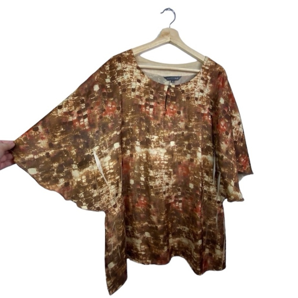 Additonelle Brown Copper Butterfly Sleeve Top